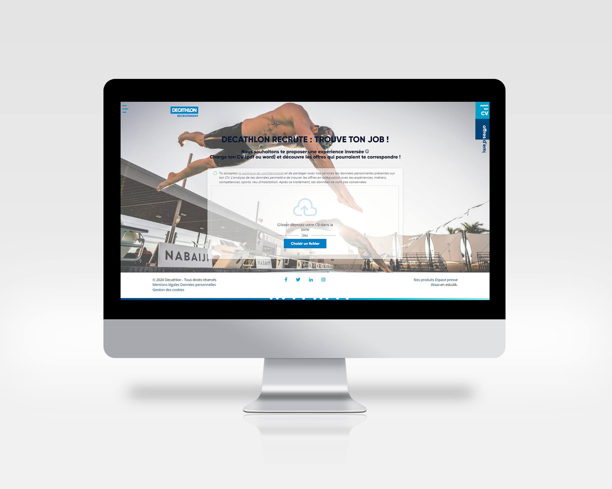 Création landing page CV Catcher Decathlon Jobijoba