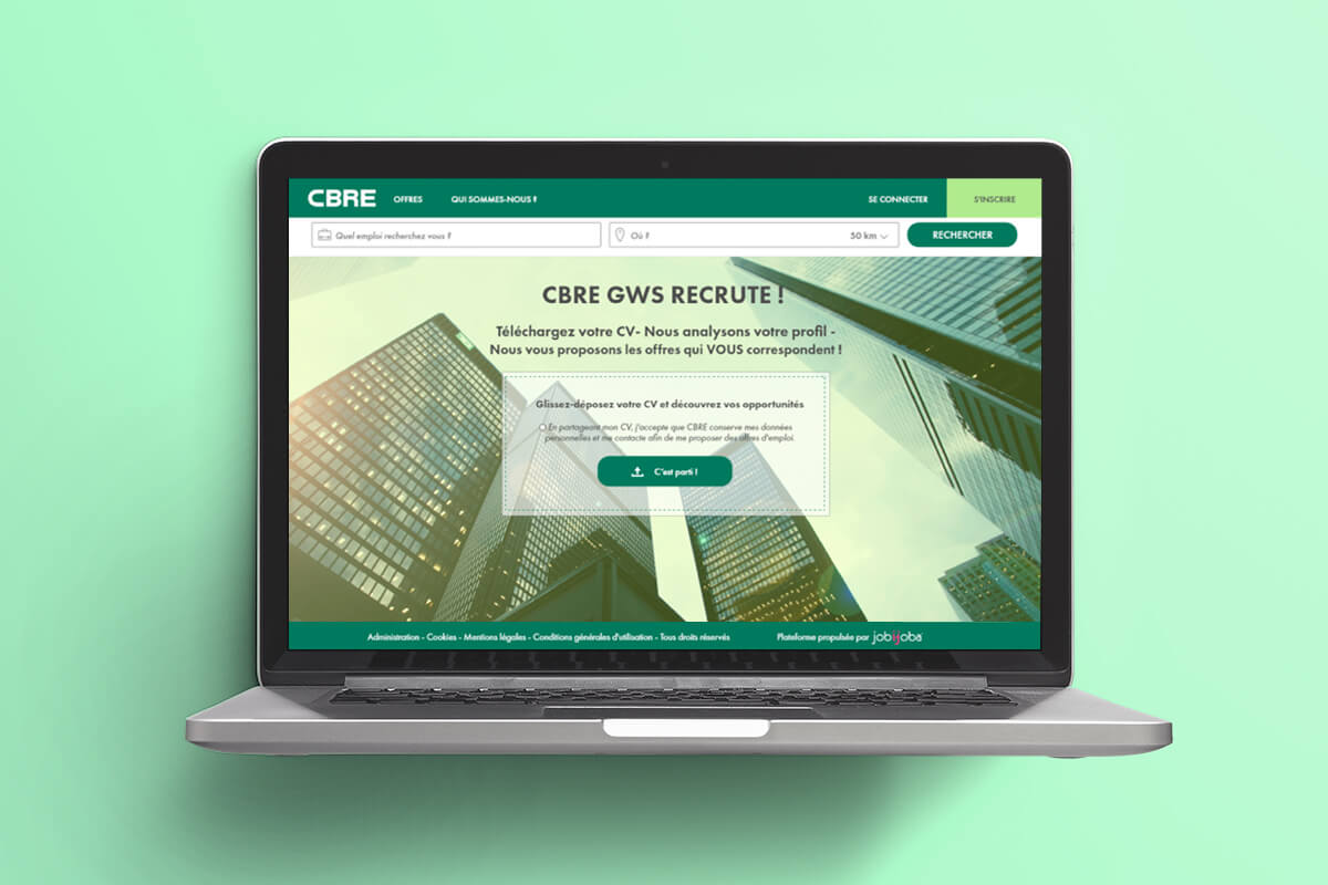 Site recrutement CBRE CV Catcher Jobijoba landing page