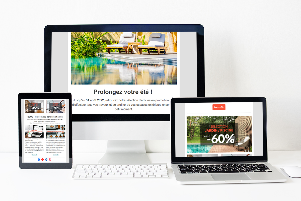 Newsletter promotionnelle 3 écrans