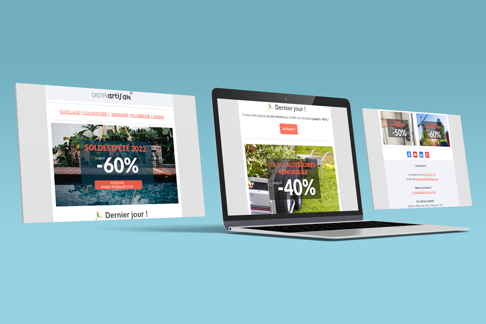Newsletter promotionnelle soldes 3 écrans